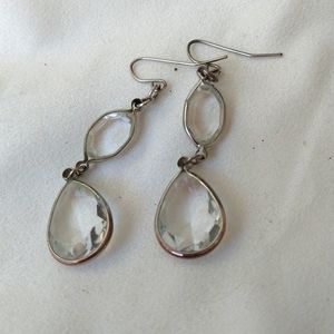 DOUBLE DROP SILVER PLATED EARRINGS